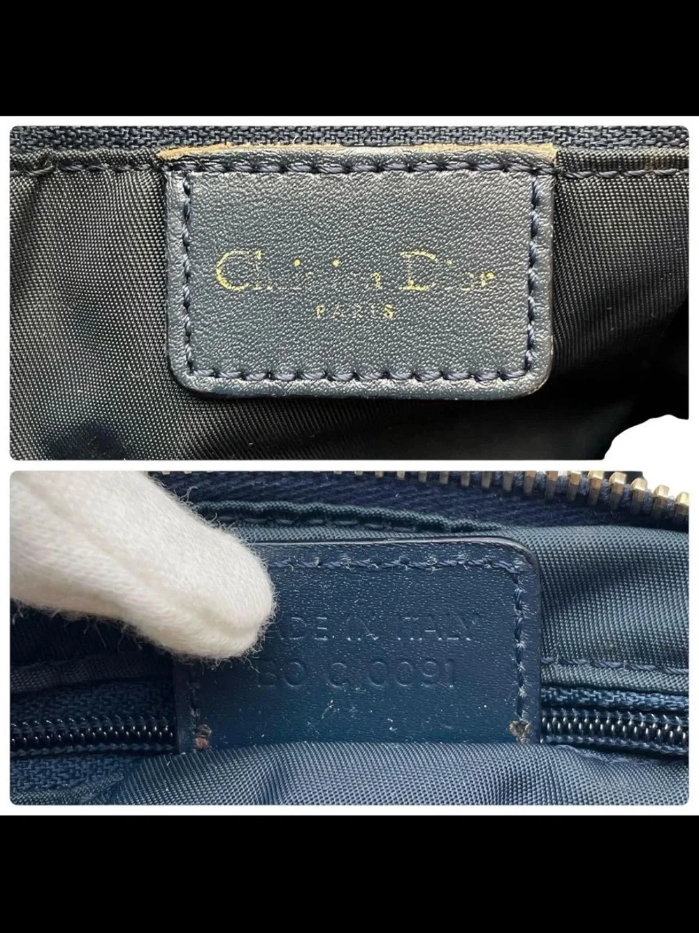 Dior Navy and Beige Monogram Satchel